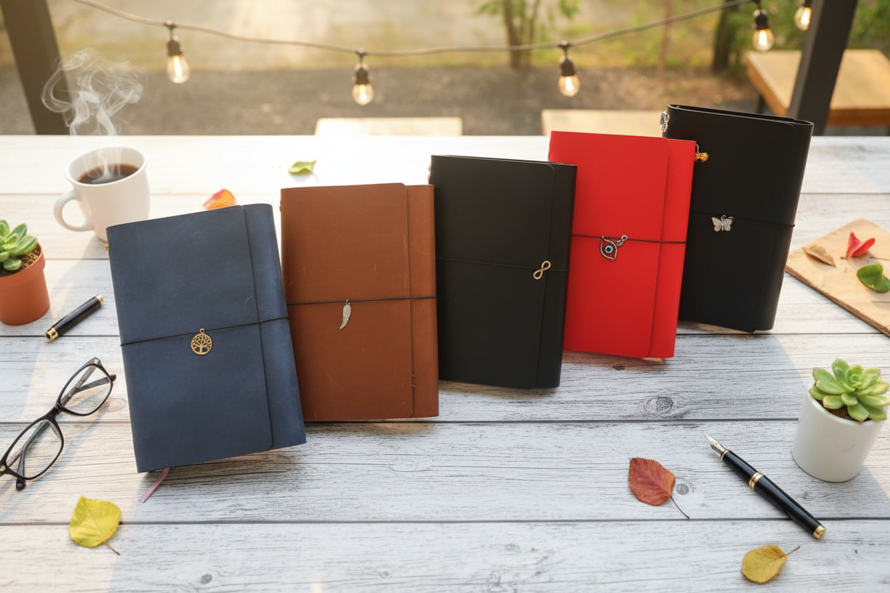 A5 Trifold Leather Journal